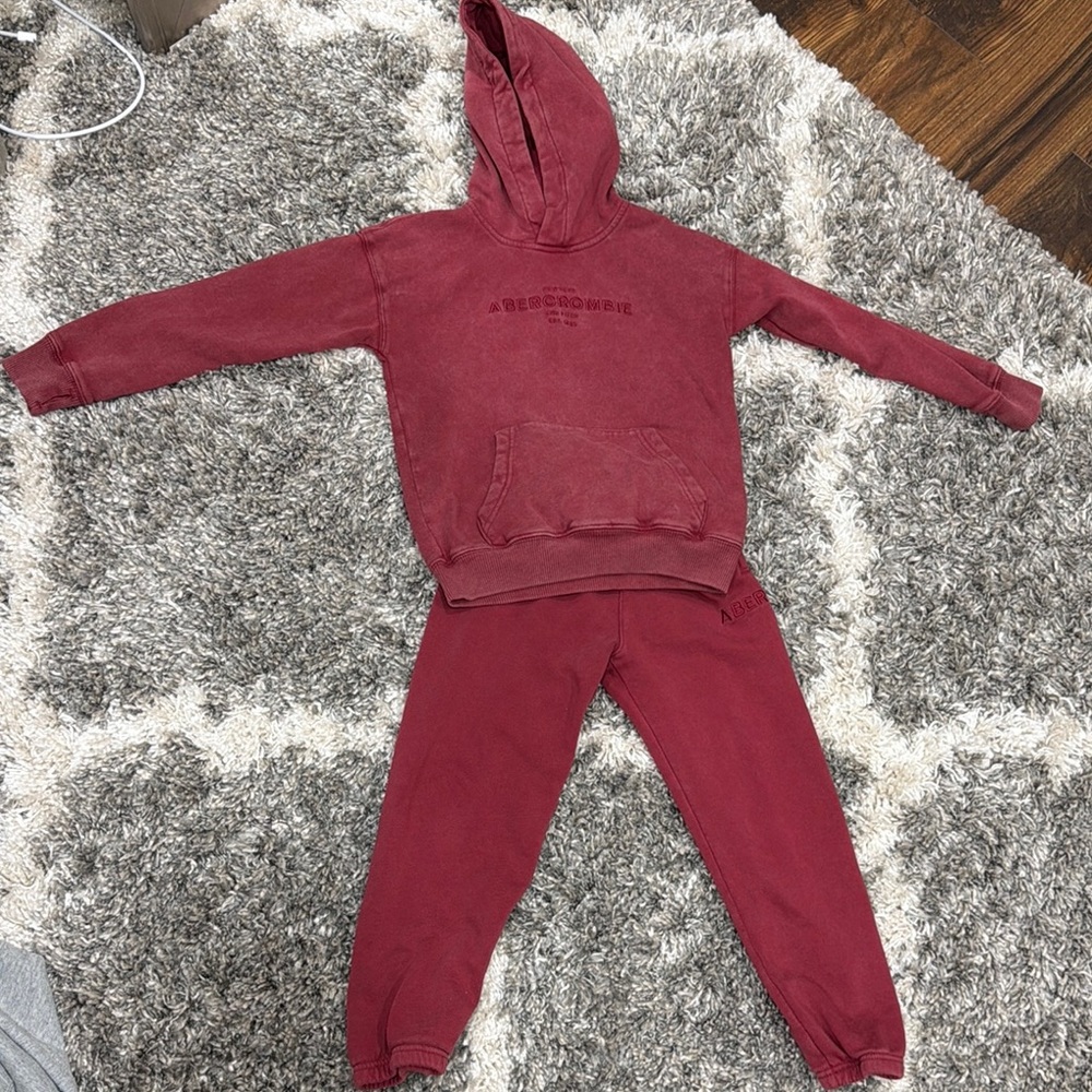 Abercrombie Kids Burgundy Hoodie and Jogger Set